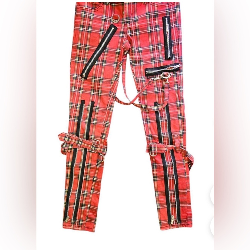 Tripp NYC Red and Black Plaid Trousers